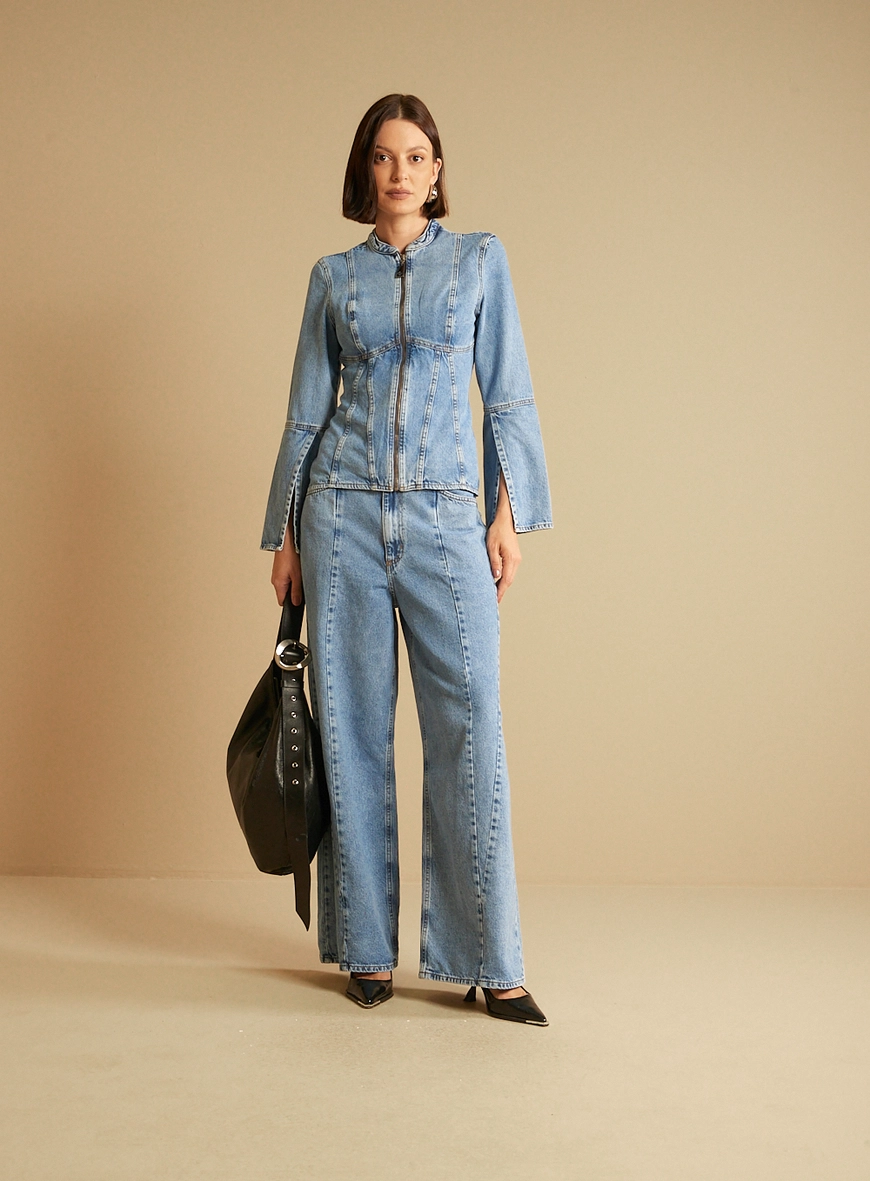 Calça Jeans Feminina Baggy Índigo