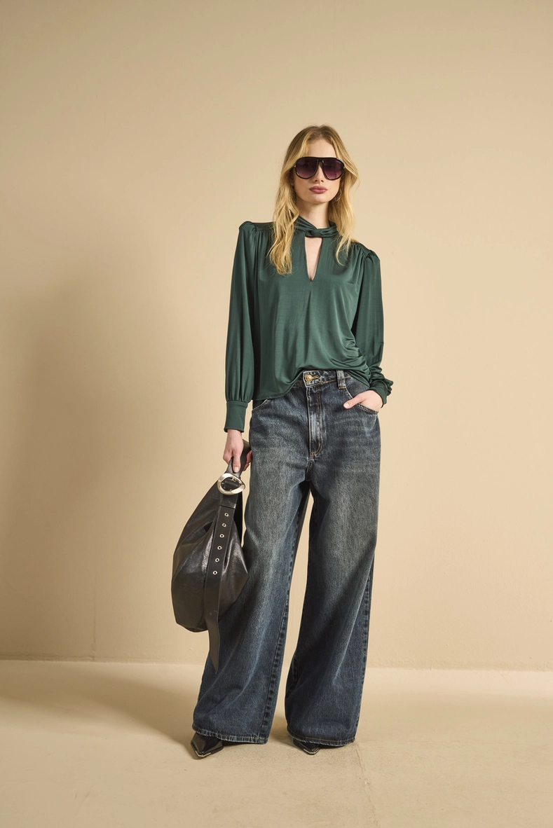 Calça Jeans Feminina Baggy Estonada Índigo