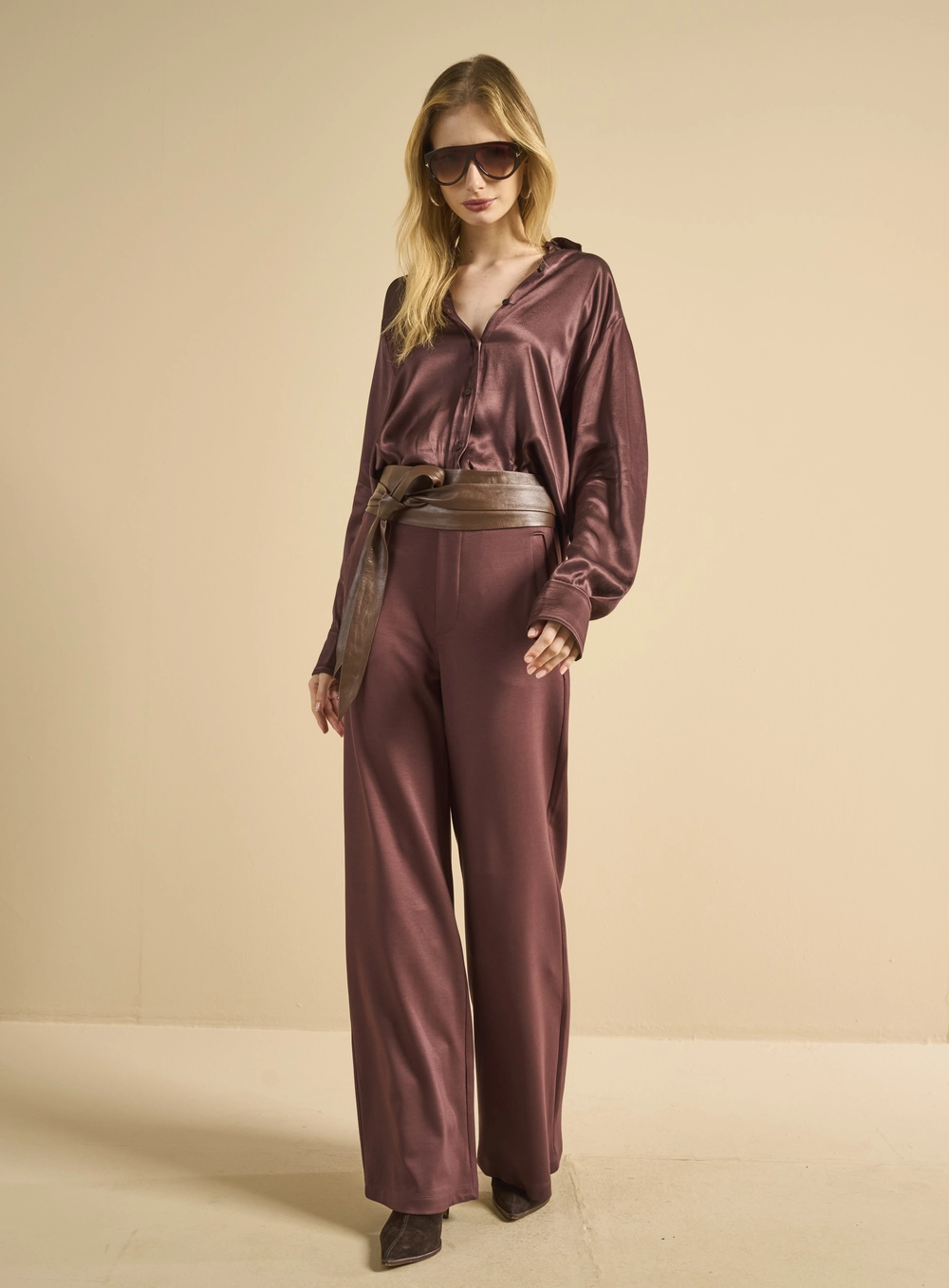 Calça Alfaiataria Feminina Marrom 1