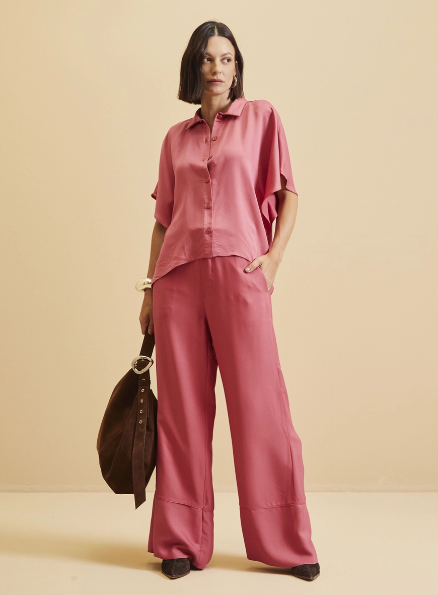 Calça Feminina Wide Leg Vermelho