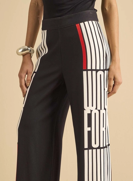 Calça Alfaiataria Feminina Reta Estampada
