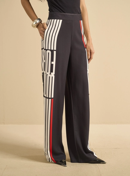 Calça Alfaiataria Feminina Reta Estampada