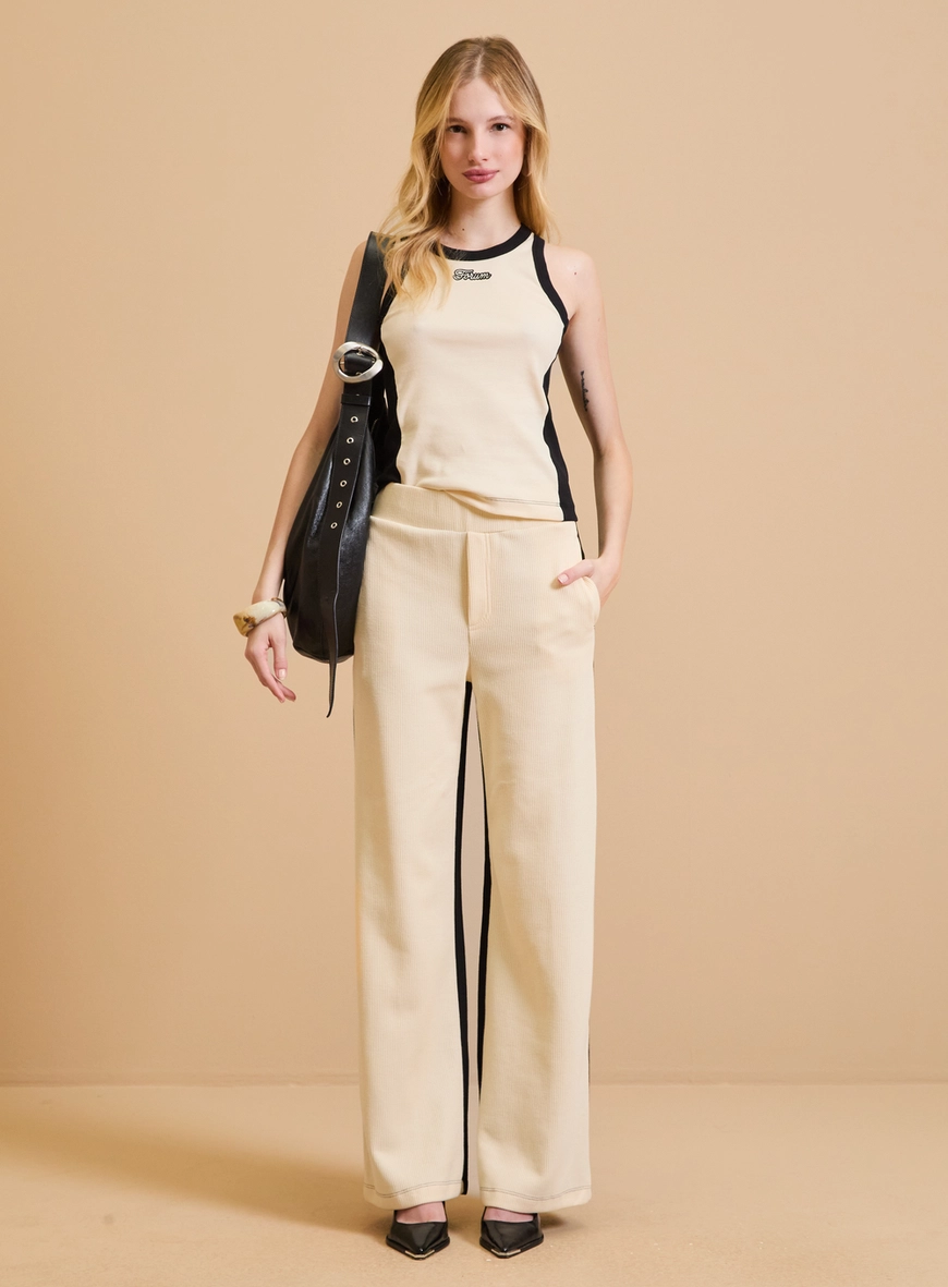 Calça Feminina Wide Leg Bicolor Estampados