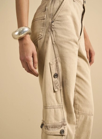 Calça Sarja Feminina Barrel Cropped