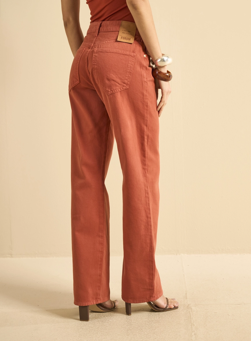 Calça Jeans Feminina - Raquel Wide Leg Laranja