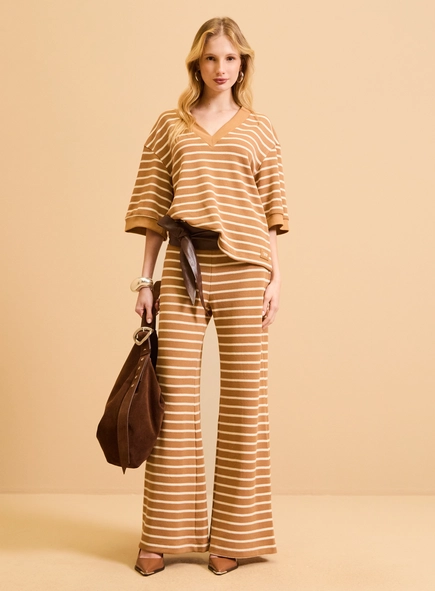 Calça Feminina Ampla Listrada