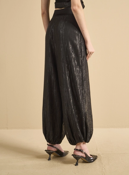 Calça Feminina Ampla Metalizada