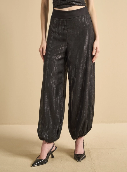 Calça Feminina Ampla Metalizada