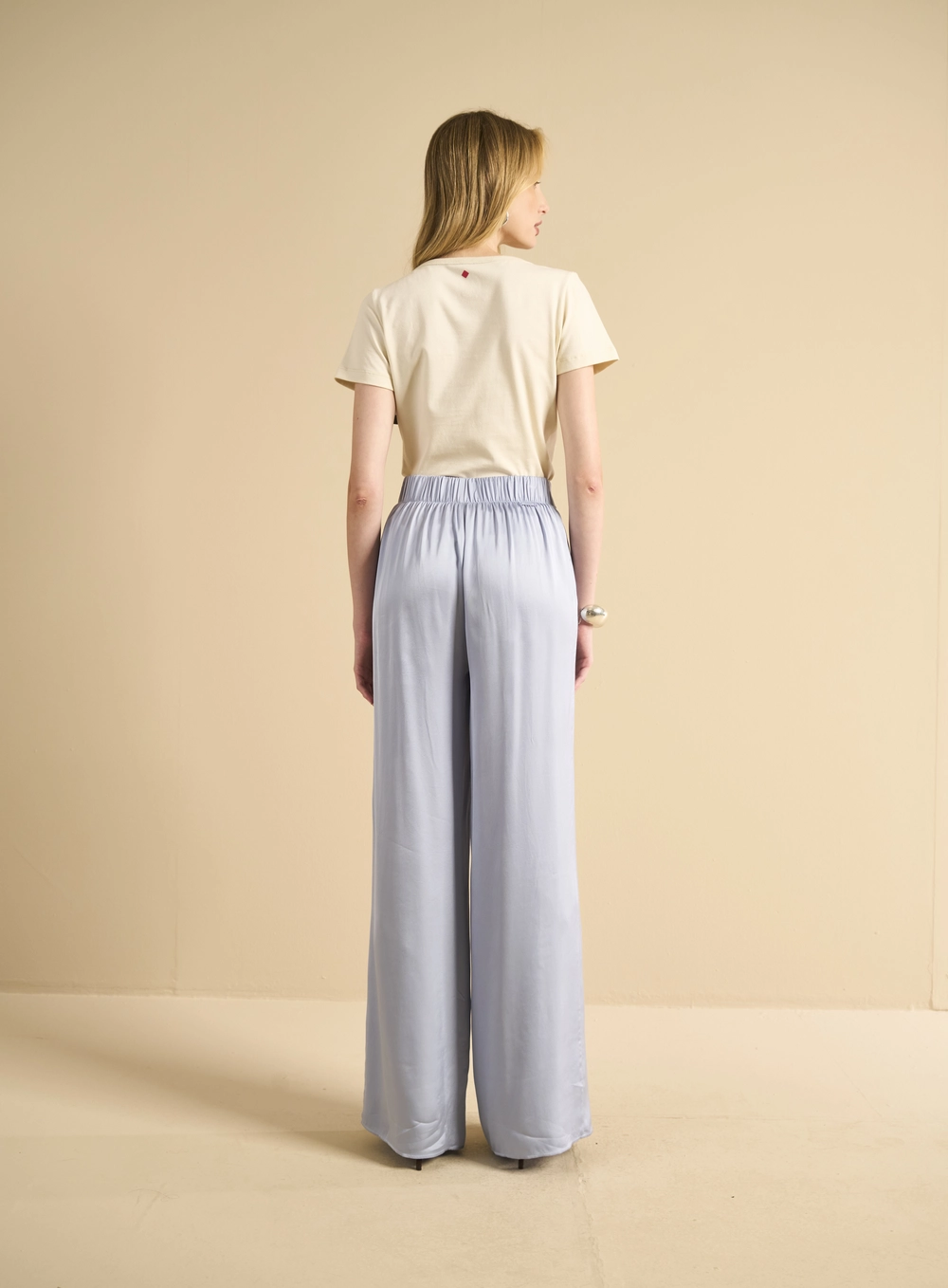 Calça Feminina Pantalona Cintura Média Azul 2