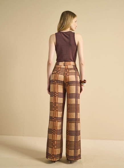 Calça Alfaiataria Feminina Ampla Estampada