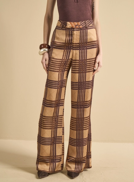 Calça Alfaiataria Feminina Ampla Estampada