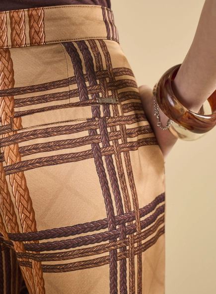 Calça Alfaiataria Feminina Ampla Estampada