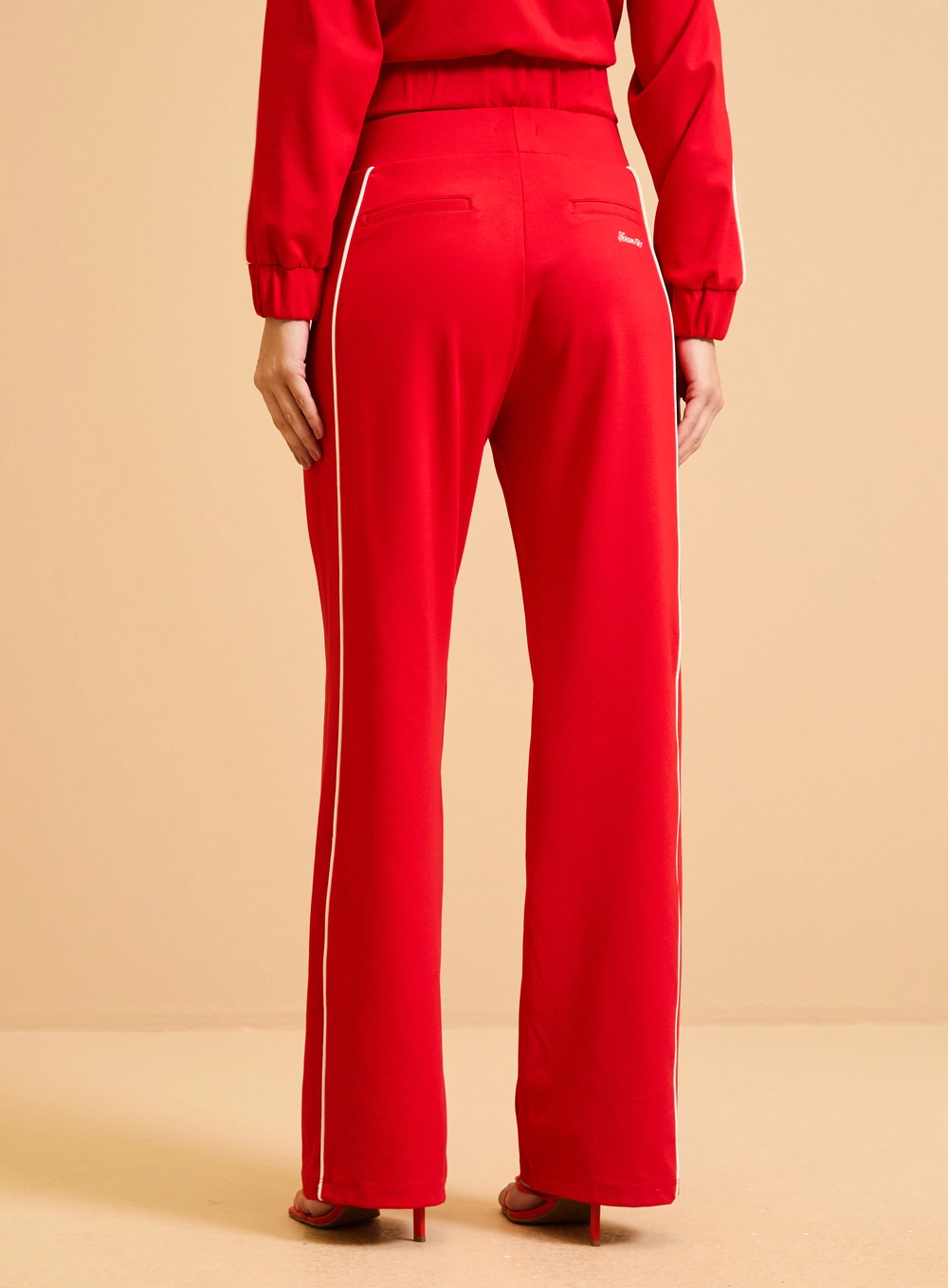 Calça Feminina Malha Com Contraste Vermelho 2