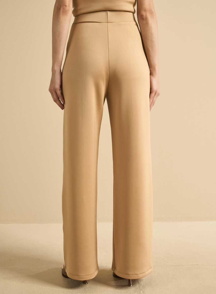 Calça Feminina Reta Cintura Alta Bege