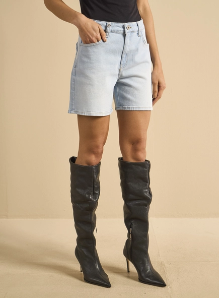 Bermuda Jeans Feminina Reta