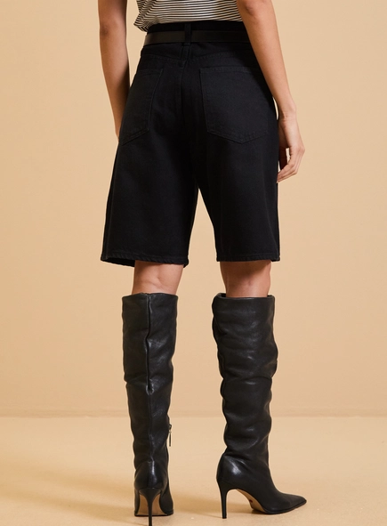 Bermuda Jeans Feminina Baggy Jort Com Cinto