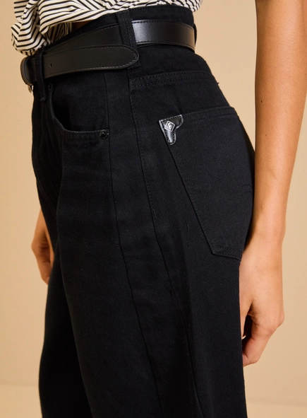 Bermuda Jeans Feminina Baggy Jort Com Cinto