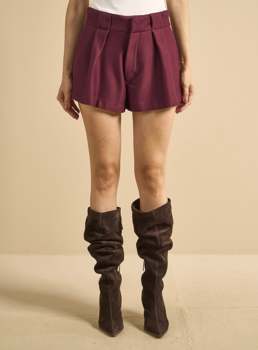 Short Alfaiataria Maxi Texturizado Bordô