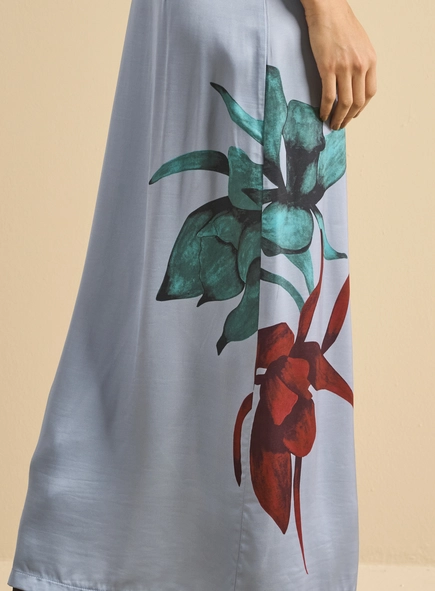 Saia Midi Reta Com Fenda - Aura Floral
