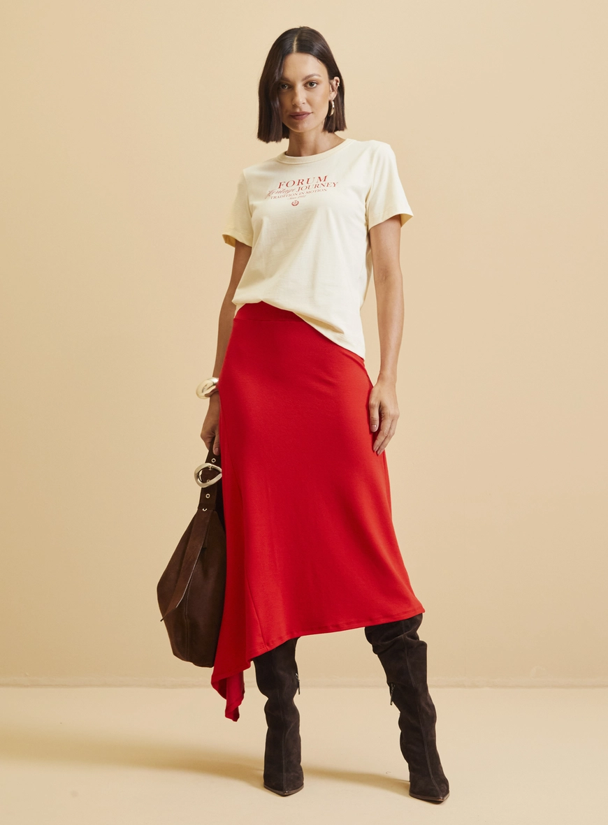 Saia Midi Assimétrica Vermelho