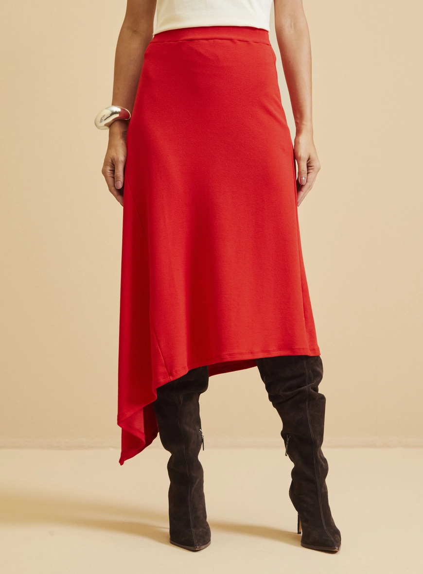 Saia Midi Assimétrica Vermelho
