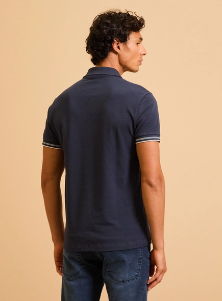 Polo Masculina Muscle Piquet Gola Cubana Frisos
