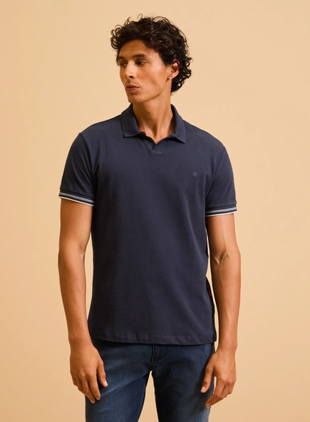 Polo Masculina Muscle Piquet Gola Cubana Frisos