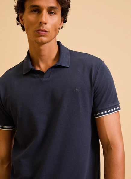 Polo Masculina Muscle Piquet Gola Cubana Frisos