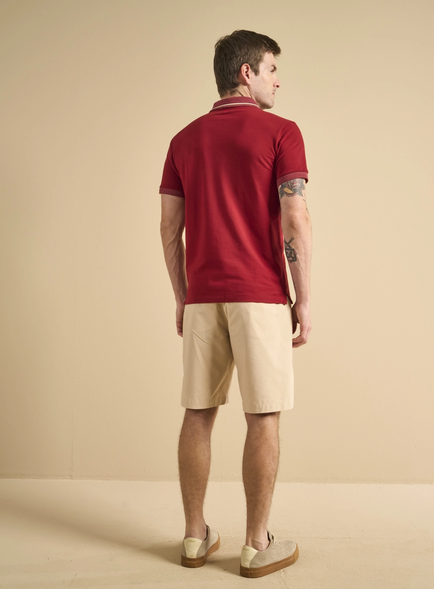 Polo Masculina Muscle Com Frisos Vermelho
