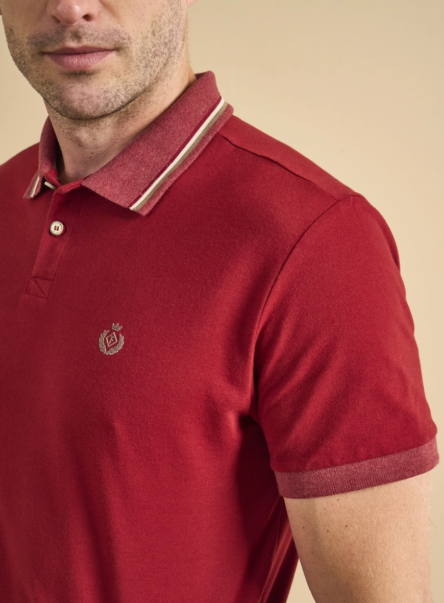 Polo Masculina Muscle Com Frisos Vermelho