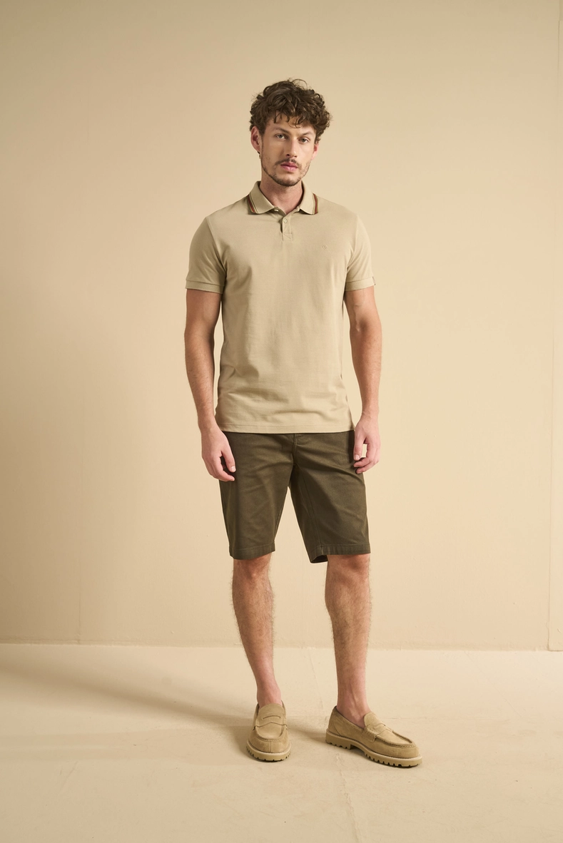 Polo Masculina Muscle Com Bordado Bege