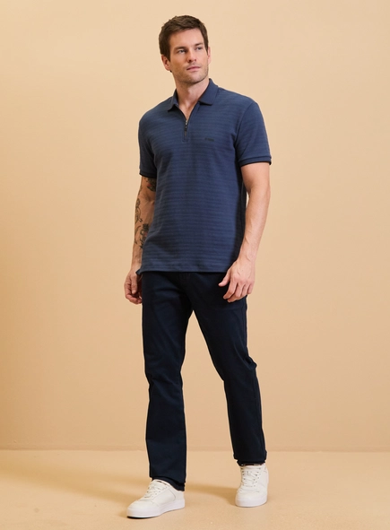 Polo Masculina Muscle Texturizada Com Zíper