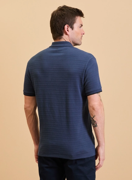Polo Masculina Muscle Texturizada Com Zíper