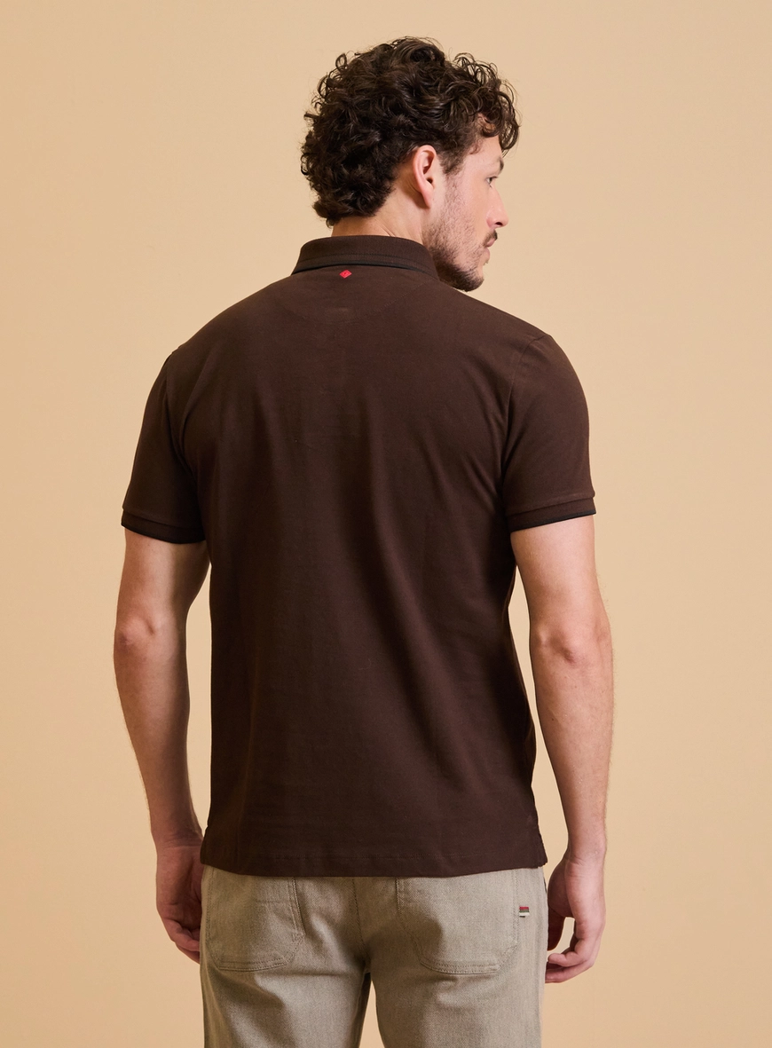 Polo Masculina Muscle Piquet Marrom