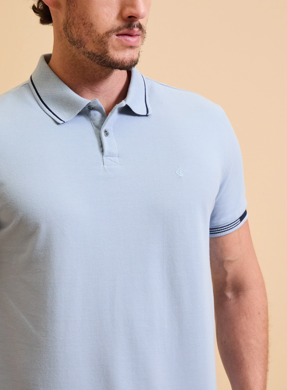 Polo Masculina Muscle Gola Jacquard Azul 4