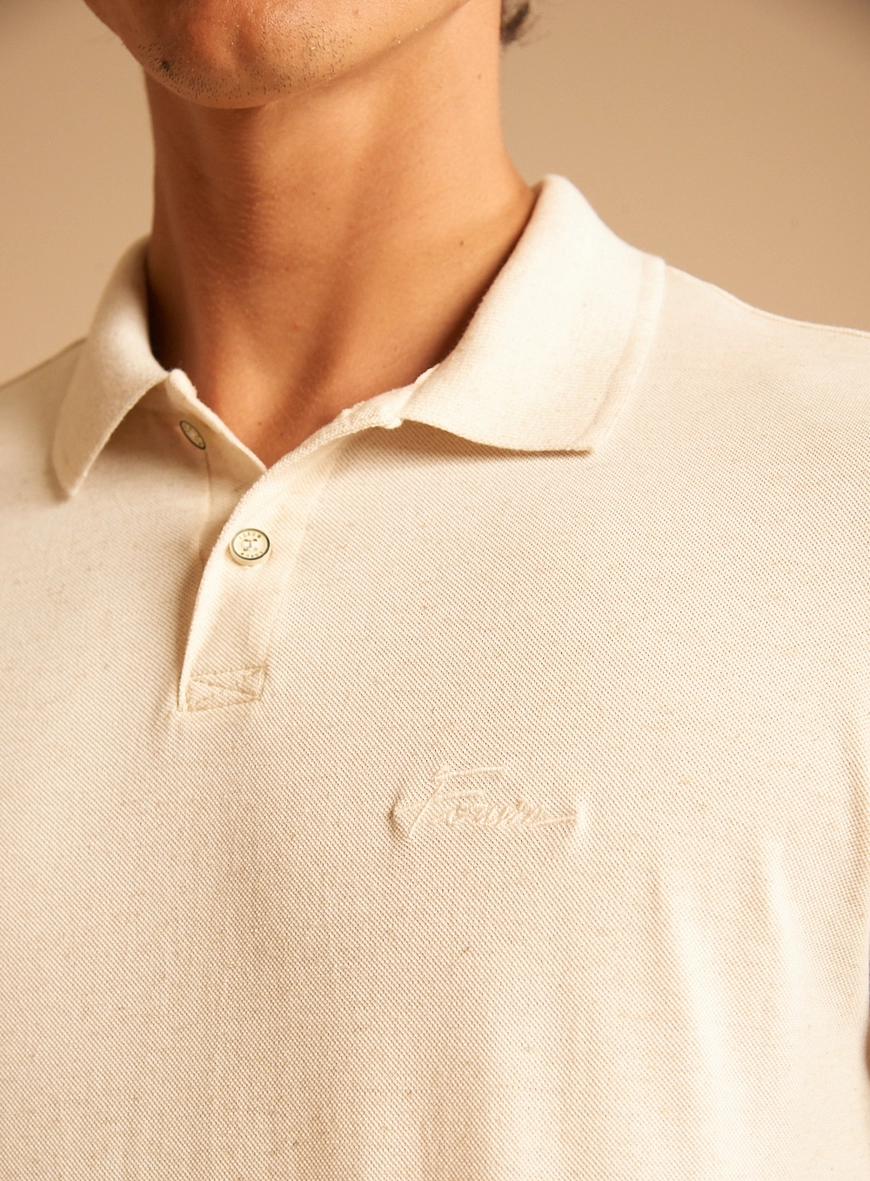 Polo Masculina Muscle Piquet Com Bordado Off Shell