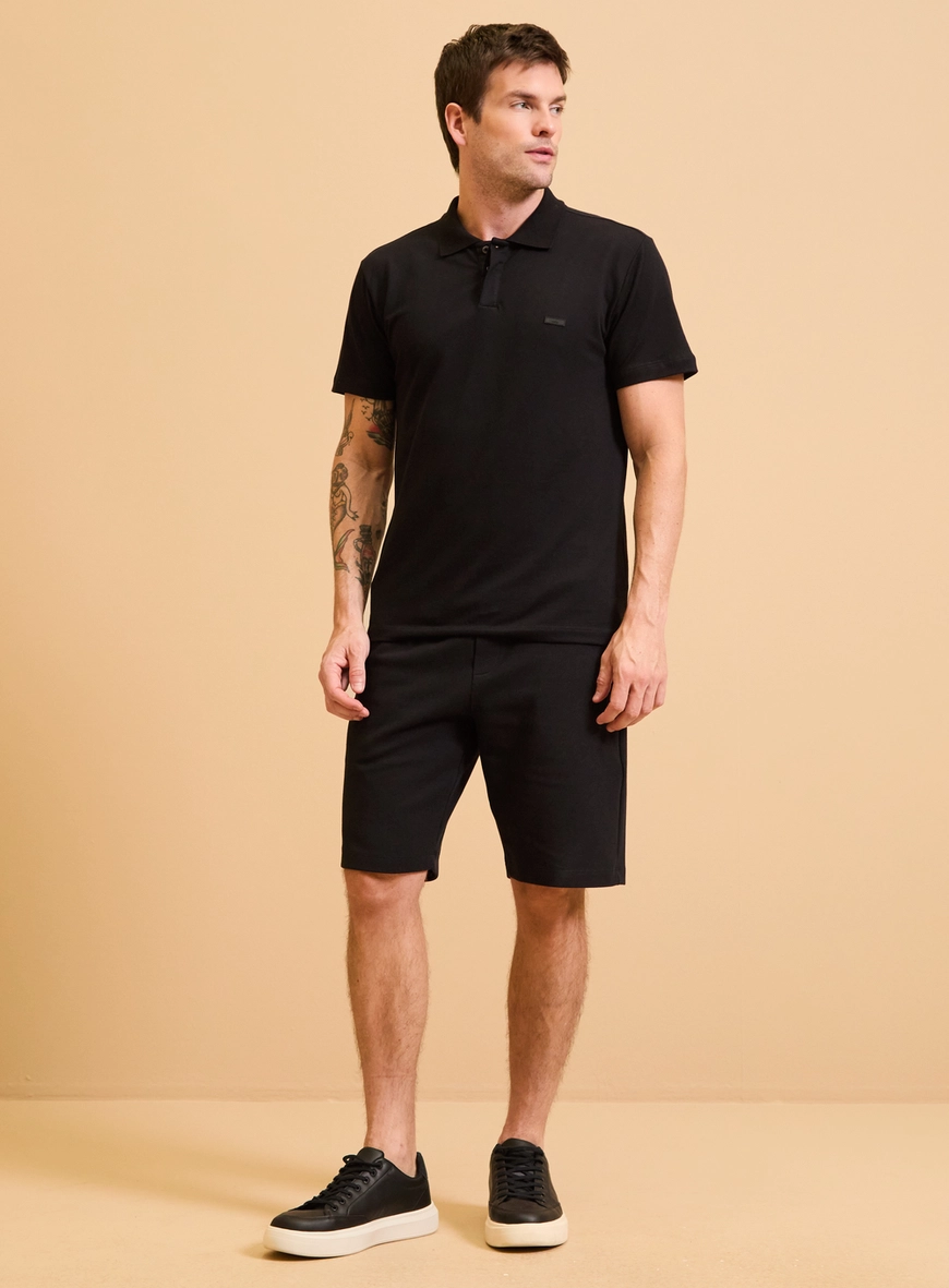 Polo Masculina Piquet Muscle Preto