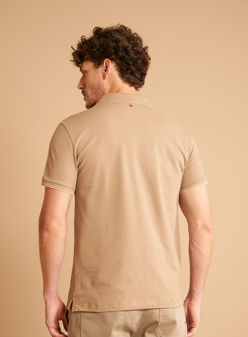 Polo Masculina Muscle Piquet Gola Cubana Marrom