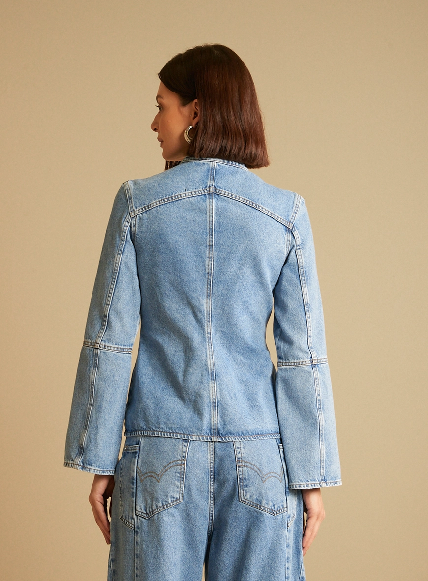 Camisa Jeans Feminina Acinturada Índigo