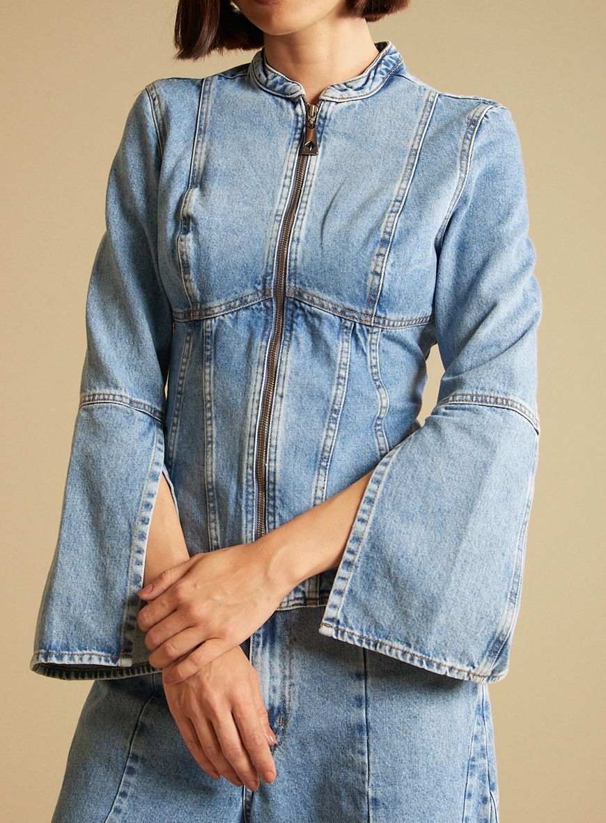 Camisa Jeans Feminina Acinturada Índigo