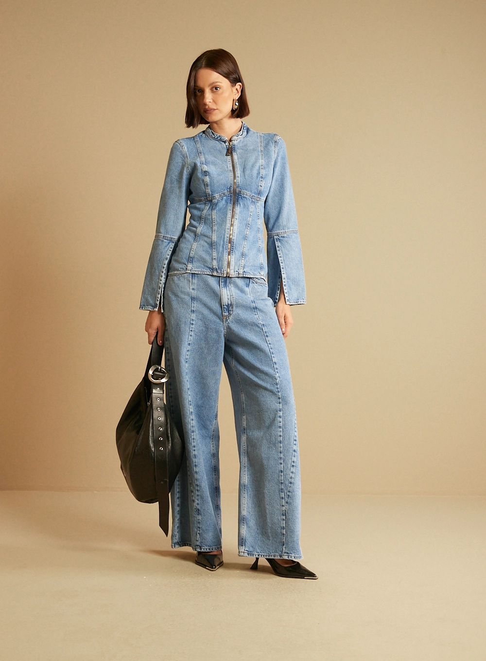 Camisa Jeans Feminina Acinturada Índigo 1
