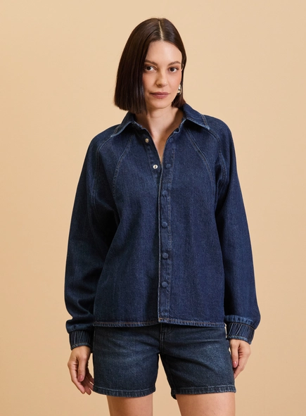 Camisa Jeans Feminina Ampla