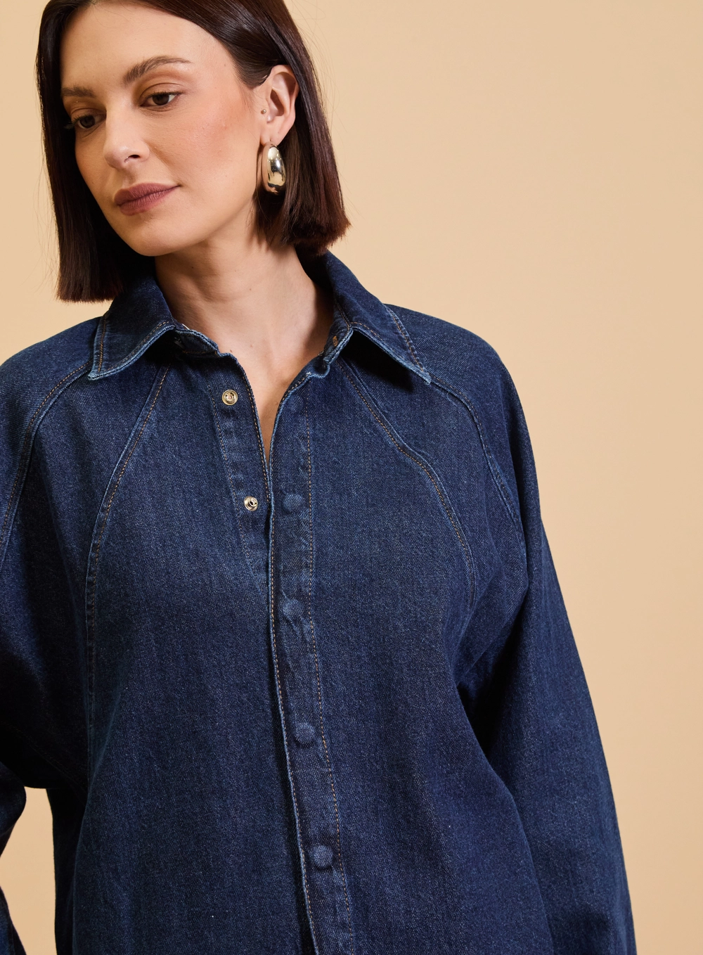 Camisa Jeans Feminina Ampla Índigo 4