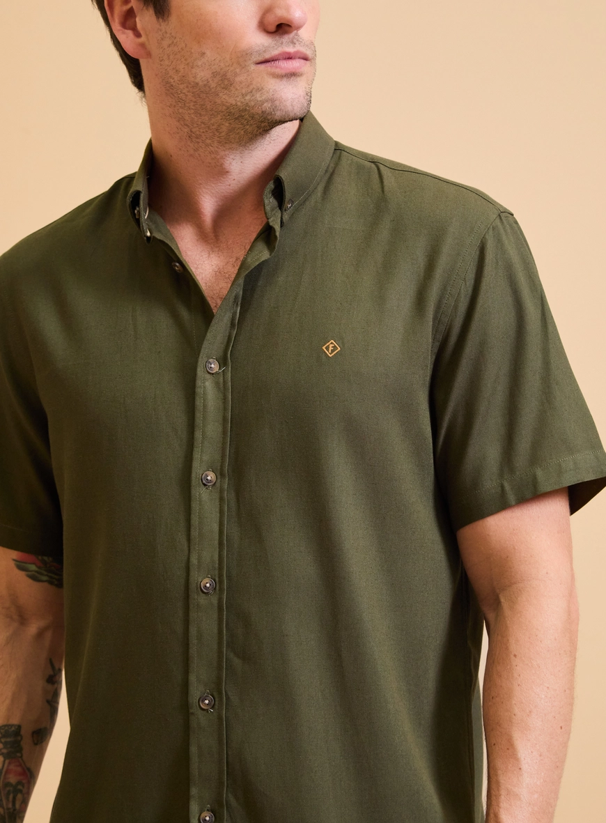Camisa Masculina Relax Manga Curta Verde