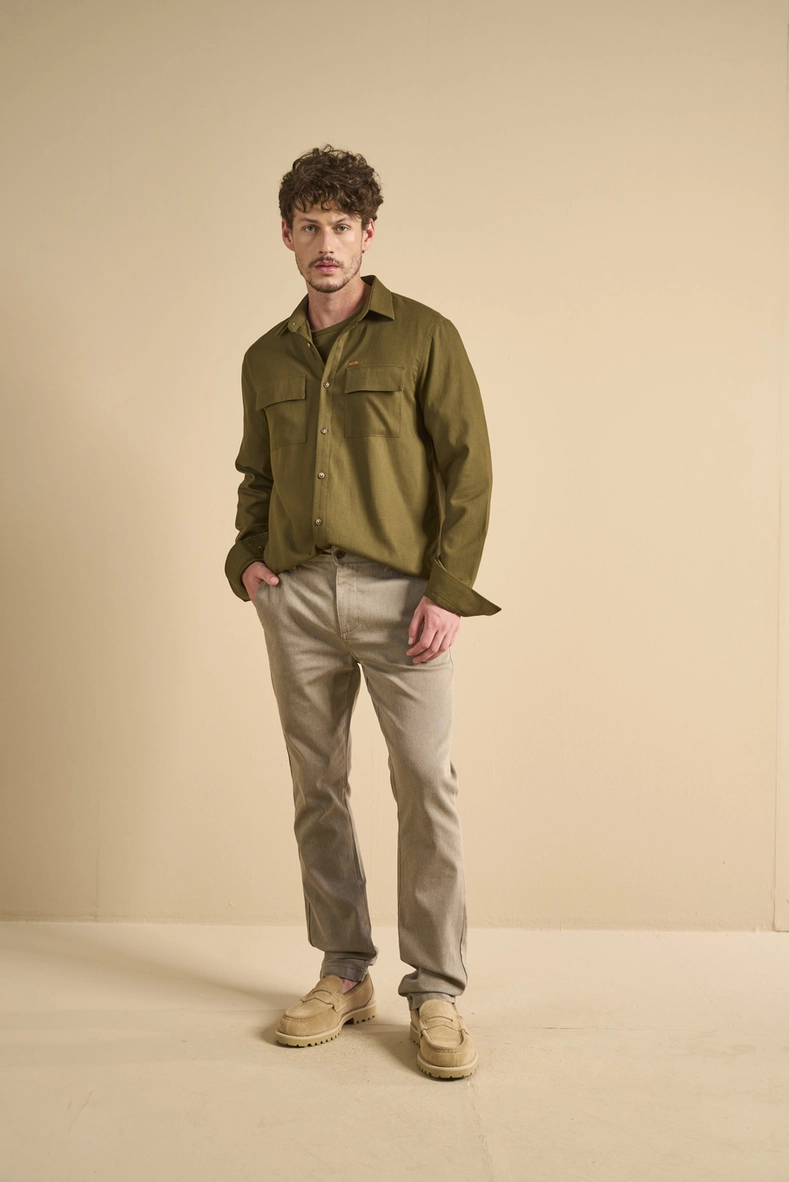 Camisa Masculina Relax Utilitária Verde