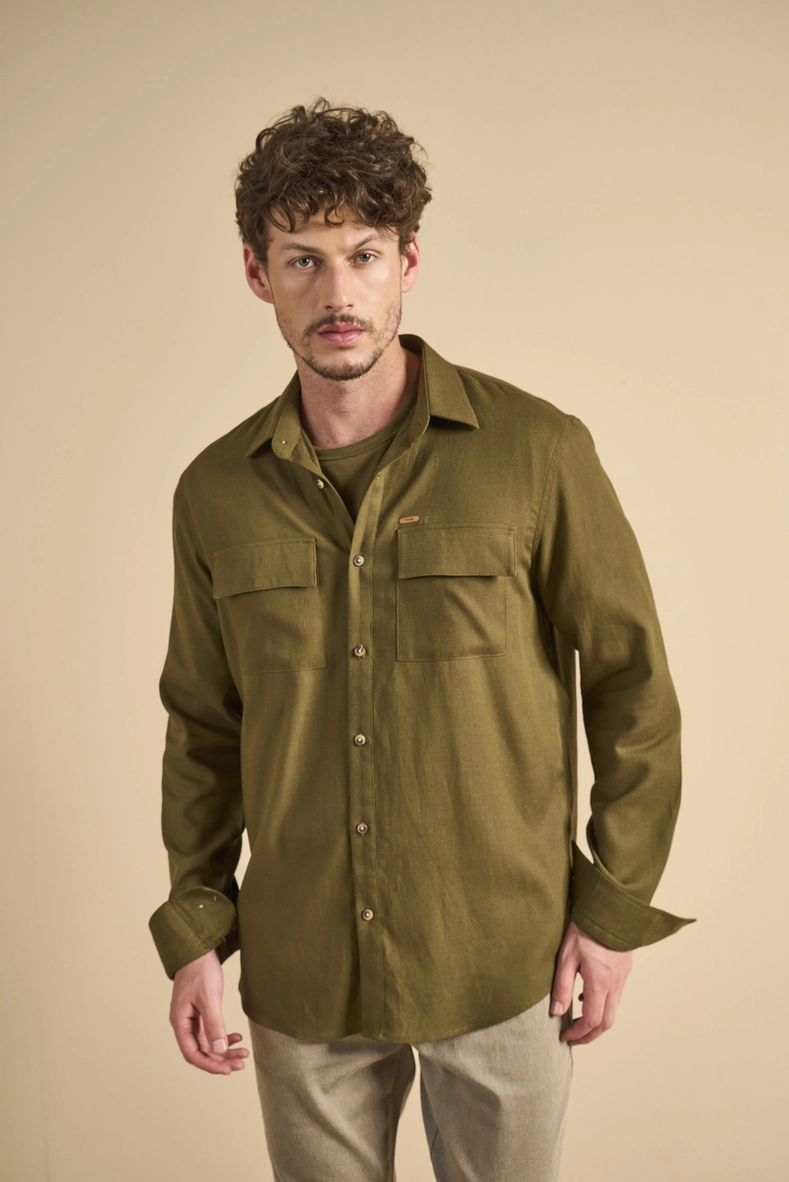 Camisa Masculina Relax Utilitária Verde