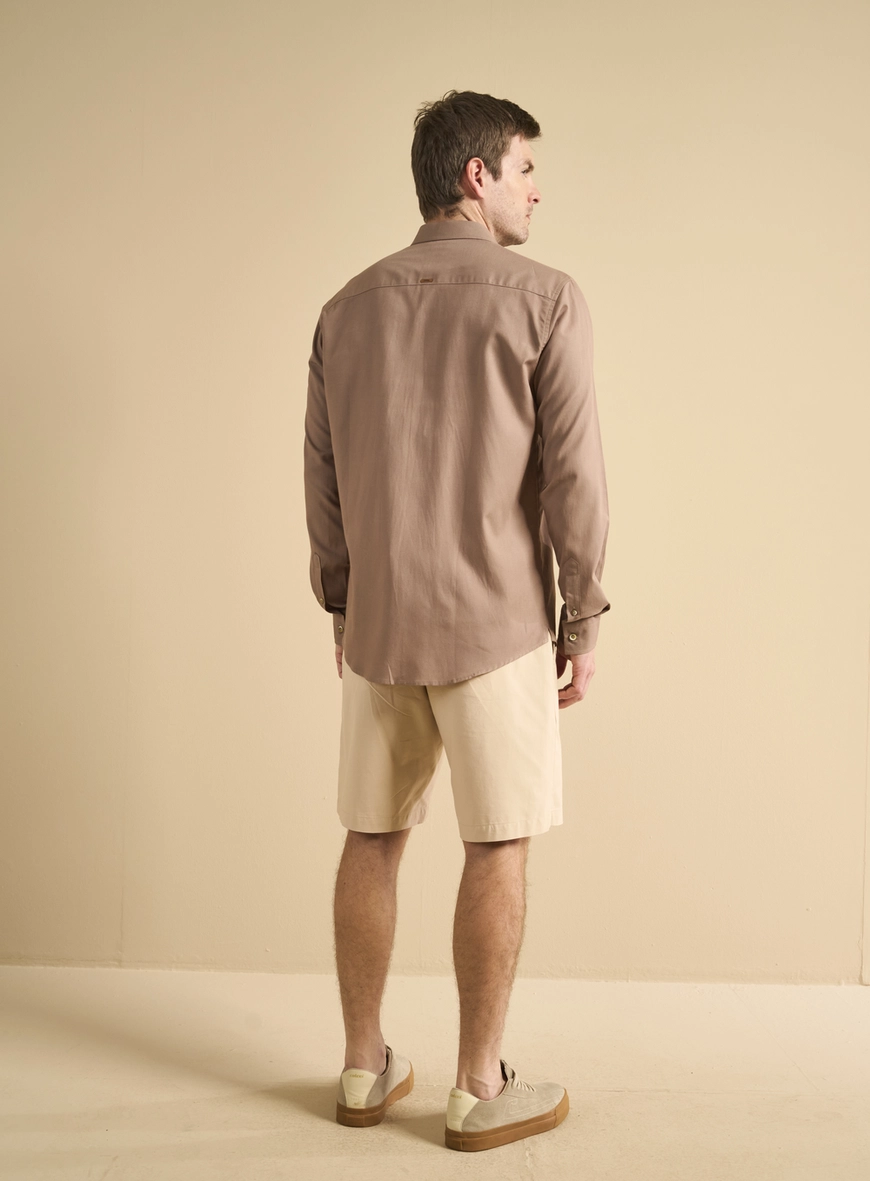 Camisa Masculina Relax Manga Longa Marrom