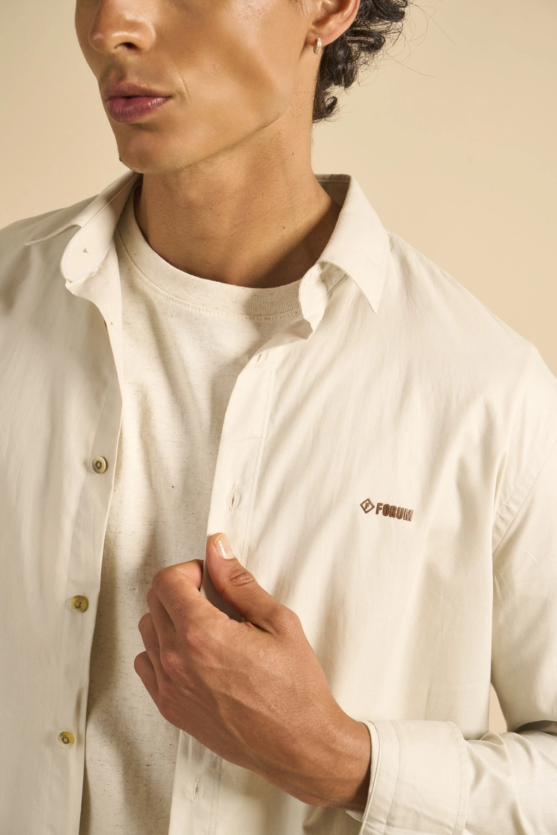Camisa Masculina Relax Básica Bege