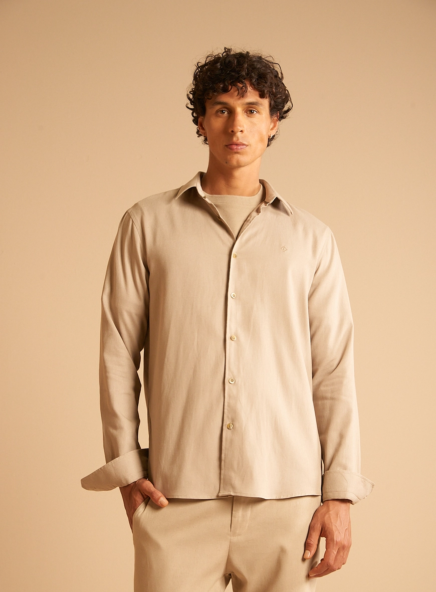 Camisa Masculina Relax Bege