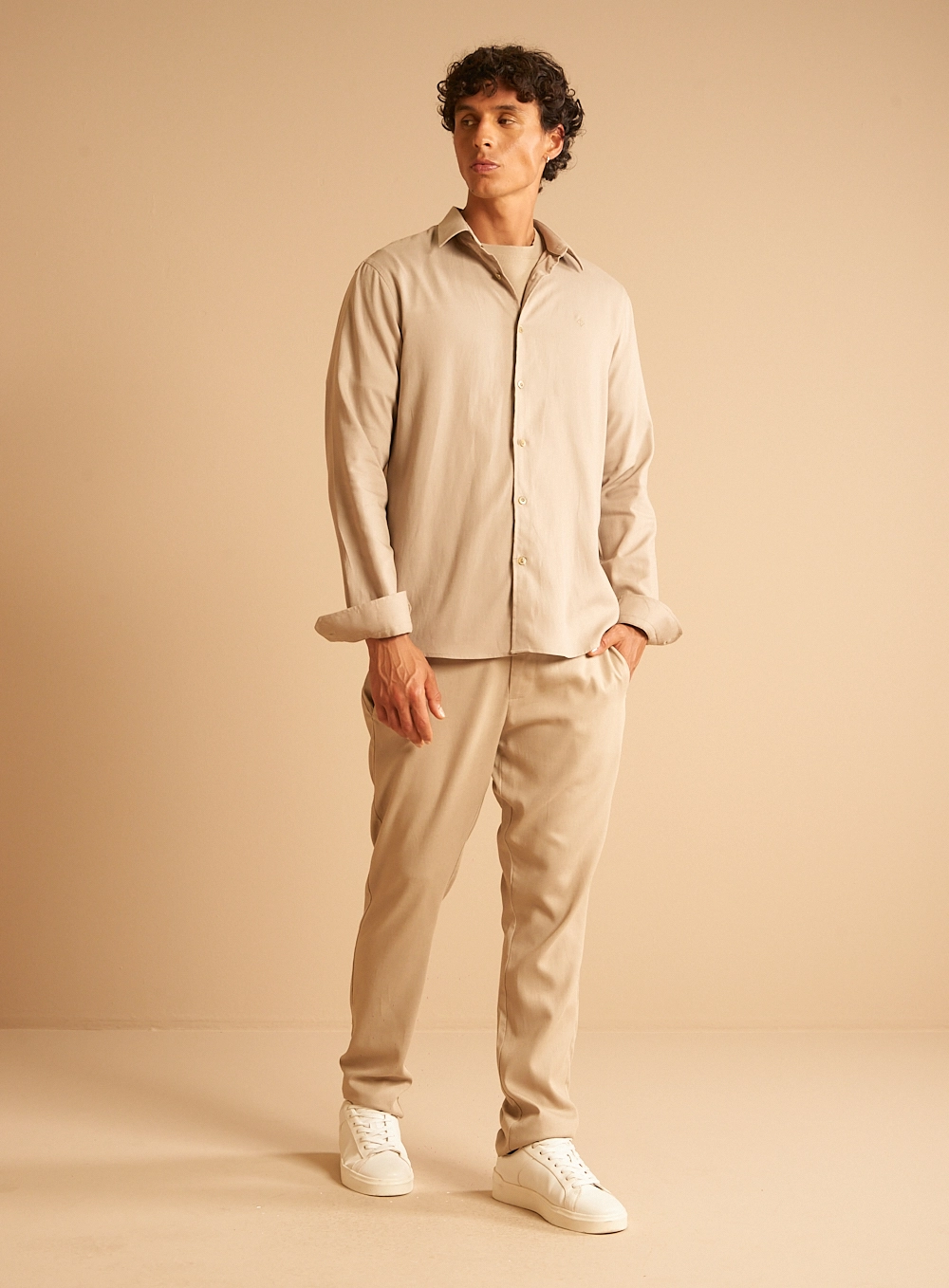 Camisa Masculina Relax Bege 4